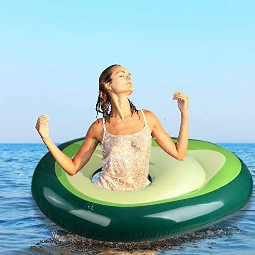 Swimming Pool Avocado Floats with Ball Inflatable Floatie Lounger Raft for Adults Summer Toys