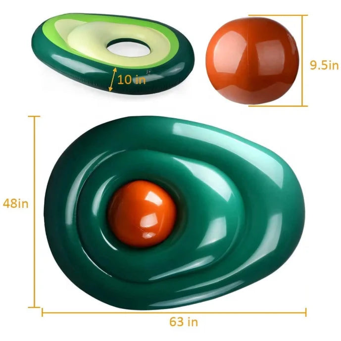 Swimming Pool Avocado Floats with Ball Inflatable Floatie Lounger Raft for Adults Summer Toys