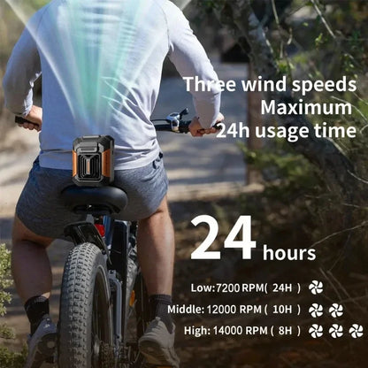 3 Speeds Portable USB Waist Clip Hanging Neck Fan 2 in 1 4000MAH with Power Bank LED Light Rechargeable Fan for Outdoor Labor